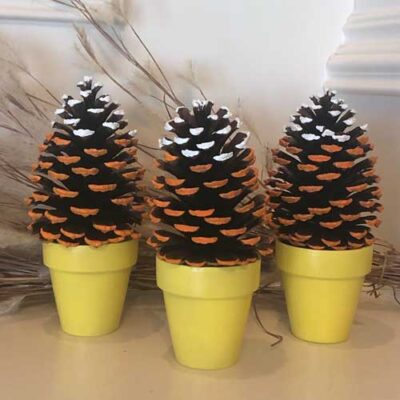 Candy Corn pine cone trio