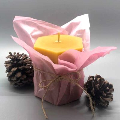 3.5in Beeswax hex pillar candle